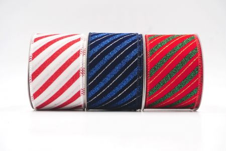 Stripe Slanting Glitter Wired Ribbon